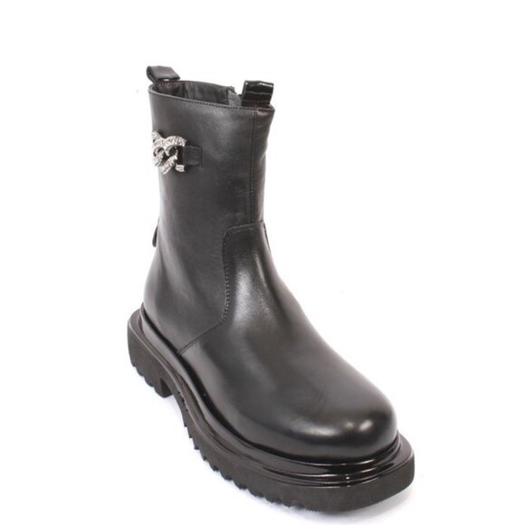PHIL GATIÈR by REPO 12632 Black Leather Zip Up Boots